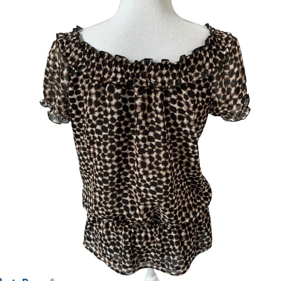 Merona Animal Print Shirred Peasant Short Sleeve - Picture 2 of 9